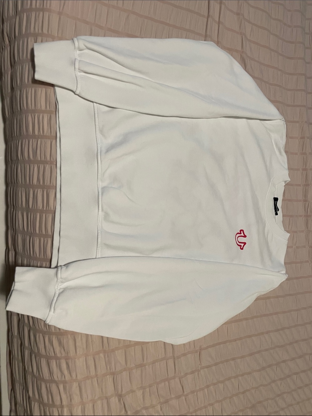 True Religion White Sweatshirt with Red Script Logo